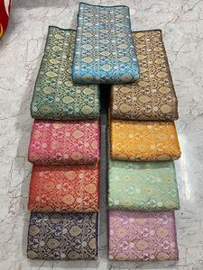 Tela de brocado de seda Banarasi de lujo, textil Jacquard tejido a mano de primera calidad para ropa étnica de niños, Kits de precortes de tapicería - Product Image 4