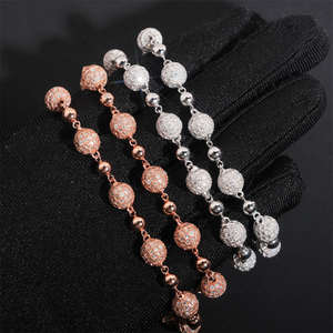 สร้อยคอแบบโซ่ลูกบอลสีโรสโกลด์สำหรับทุกเพศ ประดับเพชรโมอิสซาไนต์ทรงบริลเลียนต์สี D ผลิตในห้องปฏิบัติการ เครื่องประดับฮิปฮอป เงินแท้ 925 ชุบทอง - Product Image 4