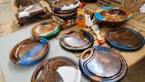 Hot Sale Custom Vintage Craft Solid Resin Teak Branch Cheese <b>Slice</b> Boards Recycled Reclaimed <b>Wood</b> Chopping Blocks for Kitchen - Product Image 2