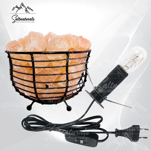 Lampe de panier en métal en forme de bol avec morceaux de sel veilleuse pour la décoration de la chambre à coucher lampe de panier en métal pur sel - Product Image 3