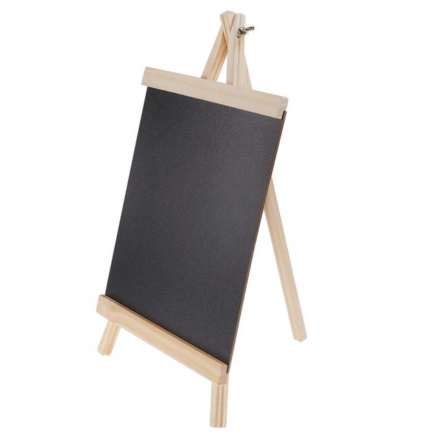 Wooden Black Display Board with Easel Stand Tabletop Chalkboard Menu Memo Sign for Cafe Restaurant Buffet Party Daily Specials