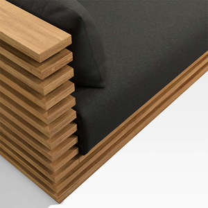 Patio Wooden Sofa From Solid Teak Natural Wood Indoor or Outdoor Loveseat Sofa with Cushions - Product Image 3