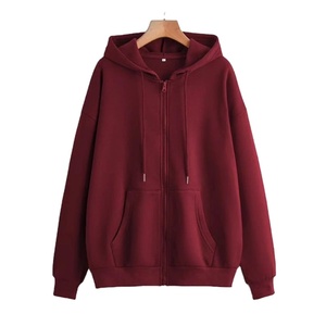 เสื้อมีฮู้ดสำหรับผู้ชายผ้าฝ้าย100% สีทึบสวมใส่สบายมีสไตล์แบบปกติมีซิปปรับแต่งโลโก้ได้ตามต้องการ - Product Image 5