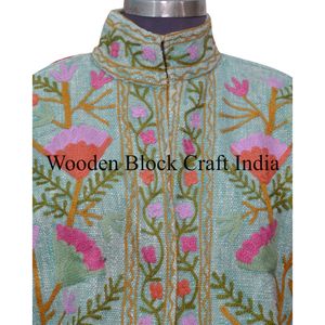 Chaqueta Suzani de Algodón Bordada a Mano de la Mejor Calidad, Abrigo de Invierno para Mujer, Chaqueta Suzani Corta de Tela TNT - Product Image 3