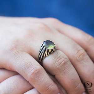 Men's <b>925</b> Sterling <b>Silver</b> <b>Ring</b> <b>with</b> Oval Cut Zultanite Stone Zigzag Design Rhodium Plated for Everyday Wear Fine Jewelry - Product Image 1