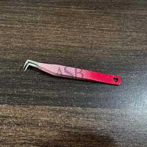 Pince à épiler isolante à 45 degrés, impression de logo personnalisée, acier inoxydable, outil de beauté, paillettes roses, extension de cils OEM - Product Image 6