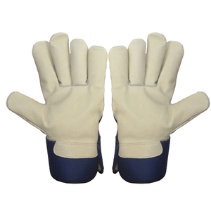 Gants de travail d'hiver en cuir de vachette doublés Baron Sherpa, robustes, bleus, sans doigts, protection contre le froid - Product Image 5