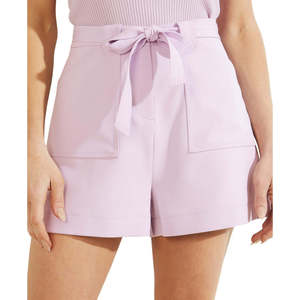 Shorts GUESS da donna Valentina a vita alta con cintura, viola, taglia M - Shorts fantasia in poliestere e cotone elasticizzato - Product Image 1