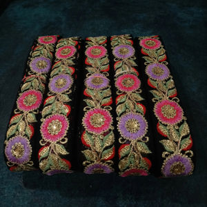 Encaje bordado floral colorido ecológico para prendas de vestir, zapatos, bolsos - Product Image 1