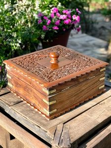 Boîte à épices en bois polie de qualité supérieure Organisateur à bas prix Utilisation quotidienne de la cuisine domestique traditionnelle indienne Passe au lave-vaisselle Masala Dabba - Product Image 2