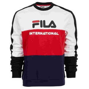 Felpa da uomo Fila Bravo Logo con etichetta personalizzata, in French Terry bianco, taglia XS, leggera, stampata serigraficamente - Product Image 1