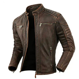 แจ็กเก็ตหนังแท้น้ำหนักเบาสำหรับผู้ชายแจ็คเก็ตแนวสตรีทของผู้ชายให้ความอบอุ่นมีสไตล์ - Product Image 1