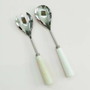 Ensemble de service de salade en acier inoxydable, poignée en palmier doré, outils pour fruits et légumes, ensembles royal Design, nouveau design - Product Image 6