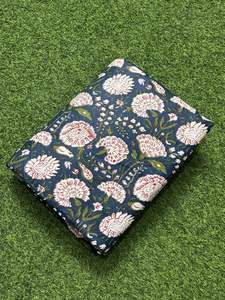 Artisan <b>Blue</b> & White Floral Hand Block Print Fabric 100% Cotton Fabric Boho <b>Curtain</b> Fabric Handmade Indian Textile Materials - Product Image 5