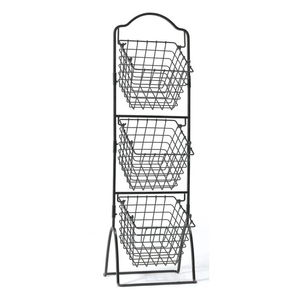 Panier de rangement en fil de fer à 3 niveaux en gros, support à fruits et légumes en métal de forme personnalisée avec finition noire, meilleur rapport qualité-prix - Product Image 2