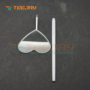 White Powder Coated Heart Shape Stainless Steel Handheld Cosmetic Lash <b>Mirror</b> <b>Magnifying</b> 3X Precision Eyelash Application OEM - Product Image 3
