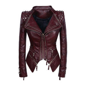 2025 llegada mujeres hombres chaqueta de motocicleta de cuero genuino invierno Stand Collar impermeable a prueba de viento personalizado de alta calidad al por mayor - Product Image 1