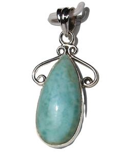 ขายร้อนฝาตั้งค่างานฝีมือ Larimar สเตอร์ลิงเงิน925ห่อจี้สร้อยคอ Piedras Naturales คริสตัลหิน - Product Image 2