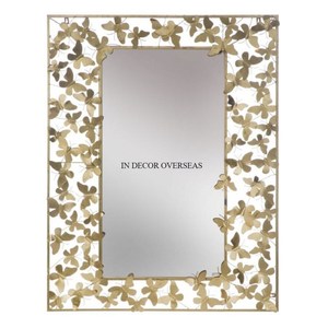 Gold Plated Unique Leaves Designer Gorgeous Look Metal <b>Framed</b> Round Shape Wall <b>Mirror</b> Home And Hotel Lobby Decoration Supplies - Product Image 3