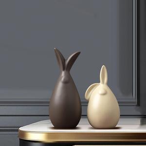 Escultura de conejo blanco y negro de estilo moderno, figurita de Animal decorativa hecha a mano para estatuas de objetos de mesa Interior - Product Image 6