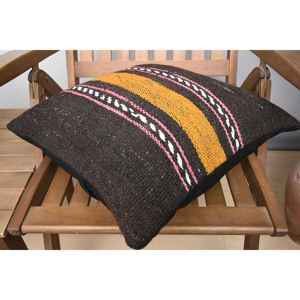 Almohada Kilim de lana marrón de 18x18 pulgadas, cojín estampado esponjoso de lujo, pluma tejida con estampado cuadrado Vintage para ropa de cama, Navidad - Product Image 4