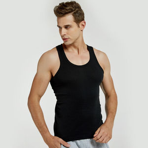 Venta al por mayor 100% algodón cuello en V secado rápido transpirable acanalado absorber sudor personalizable hombres camisetas sin mangas envío a todo el mundo - Product Image 4