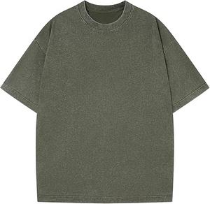 T-shirts à manches longues personnalisés pour hommes, en maille épaisse 300 GSM, avec logo personnalisé, coupe ample et délavée à l'acide, style luxueux - Product Image 2