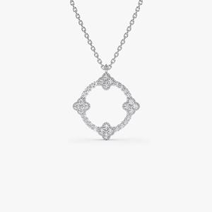 Collar con Colgante de Trébol de Diamantes en Oro de 14K para Mujer, Amuleto de la Suerte Radiante, Joyería en Oro Amarillo, Oro Rosa, Oro Blanco y Plata para Ella - Product Image 4