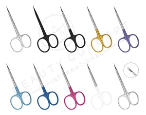 Ciseaux à cuticules à lame longue et incurvée, pour droitiers, en acier inoxydable, durables, NOUVEAU, couleurs magnifiques, écoresponsables - Product Image 6