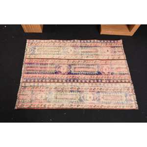 Elegante alfombra de área Kilim turca Vintage de 2,5x3,5 pies, acogedora lana Beige con patrón de retazos, decoración de tejido plano, adición para pasillo - Product Image 3
