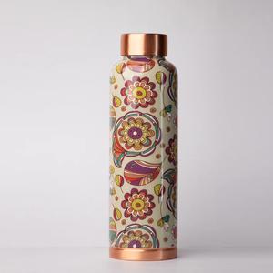 <b>Pink</b> Floral Printed Copper Water <b>Bottle</b>, Ayurvedic Wellness Metal <b>Bottle</b> for Corporate Orders & Sustainable Lifestyle Brands - Product Image 3