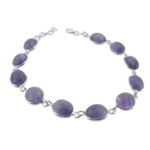 Handmade 925 Sterling <b>Silver</b> Amethyst <b>Bracelet</b> Crystal <b>Bracelets</b> & <b>Bangles</b> - Product Image 1