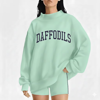 Sweat-shirt oversize pour femme à col montant, avec badge à sequins sur le devant, coupe ample, en molleton de coton, streetwear décontracté, haut de mode d'hiver