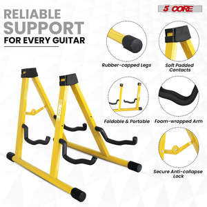 Support de guitare double à 5 cœurs en forme de A avec bras en mousse pour guitares acoustiques, électriques, basses, ukulélés et banjos - Product Image 3