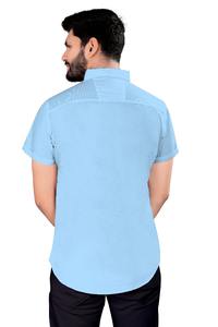 <b>Men</b> Sky <b>Blue</b> Satin Short Sleeve Business <b>Shirt</b> Breathable Non Iron Anti Wrinkle Collared Casual Formal Professional Summer Wear - Product Image 4
