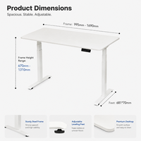 Bureau d'ordinateur ergonomique, table de travail à double moteur, bureau électrique réglable en hauteur, convertible, en acier inoxydable, bureau relevable