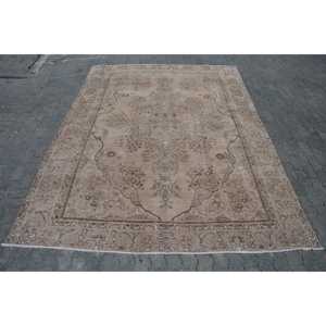 Turkish Vintage Oversize Rug 7.8x10.5 ft, <b>Brown</b> Persian Rug <b>Wool</b> - Product Image 1