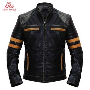 Chaqueta de Cuero Genuina Personalizada para Hombre, Estilo Bomber, con Bordado, Impermeable y Cortavientos, con Cierre de Cremallera, para Motocicleta - Product Image 1