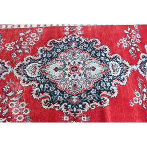 5x9.7 ft Vintage Rug, <b>Red</b> Floral Turkish Rug <b>Wool</b> - Product Image 4