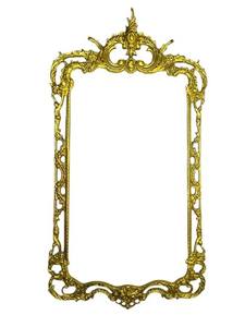 Cadre de miroir mural en bronze doré, style rococo antique, décor floral orné - Product Image 2