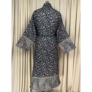 Yak Wool Blend Cozy Warm Winter Romance Loungewear <b>Women's</b> Black Paisley Cardigan House Coat Quirky Pockets Free Kimono <b>Robe</b> - Product Image 3