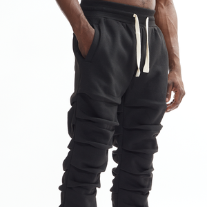 Pantalones de chándal de hombre de alta calidad, con cordón, estilo acampanado, lavados, ligeros, de cintura media, estilo urbano. - Product Image 2