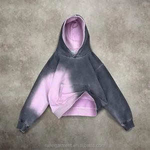 Haute qualité cravate teinture lourd 100% coton à capuche unisexe surdimensionné français éponge blanc délavé poids lourd hommes lavage à l'acide à capuche - Product Image 2