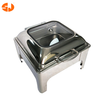 Piring Chafing prasmanan Stainless Steel, isolasi komersial, pemanas makanan prasmanan Hotel penghangat