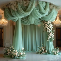 Voilages de plafond vert menthe, rideaux en mousseline douce pour scène de mariage et décoration de fond d'événement