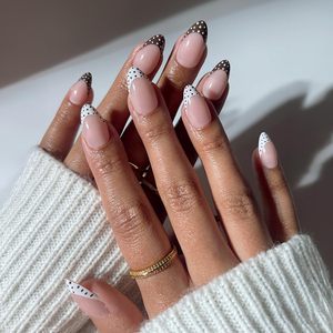Faux ongles à presser courts en amande brillants, 30 pièces, <span class=keywords><strong>kit</strong></span> complet, prêts pour les vacances, bleus, 15 tailles, réutilisables, vente en gros - Product Image 1