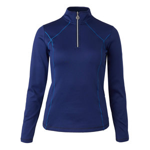 BIG TEN APPAREL Pull à col zippé à manches longues pour femme, bleu royal, en polyester, couche de base - Product Image 1