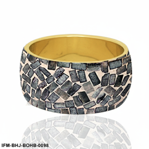 Handcrafted Horn Mosaic <b>Bangle</b> <b>Bracelet</b> Natural Bone Inlay Brass Cuff Boho Ethnic Jewelry for Women - Product Image 3