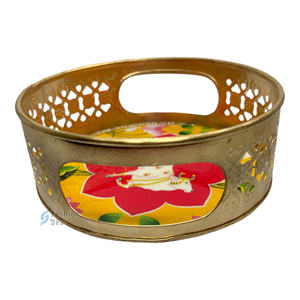 Elegante cesta de bandeja de hierro Pichwai de metal para servir festivales y cestas de decoración de regalos - Product Image 5