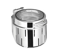 Plat de service de luxe en acier inoxydable avec couvercle en verre, capacité 5/7/9L, équipement de restauration haute performance pour le maintien au chaud
